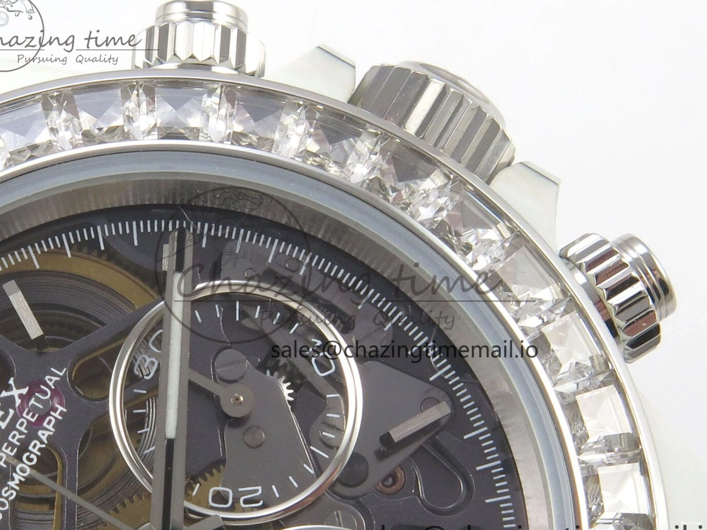 MiroTime 0110 Daytona Cosmograph White Carbon MPF Best Blaken Skeleton Dial on White Nylon Strap A FreshLook 314